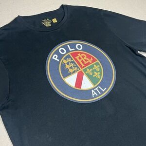 Polo Ralph Lauren Mens XL ATL Crest Custom Slim Fit Black T-shirt Preppy Atlanta